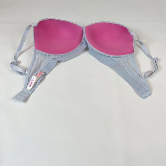 NWOT Victoria's Secret PINK Bra 36DD Wear Everywhere Push-Up Blue Lace Leopard - Picture 3 of 7